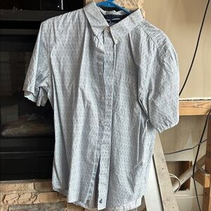 Casual Gray Patterned Button Down Shirt